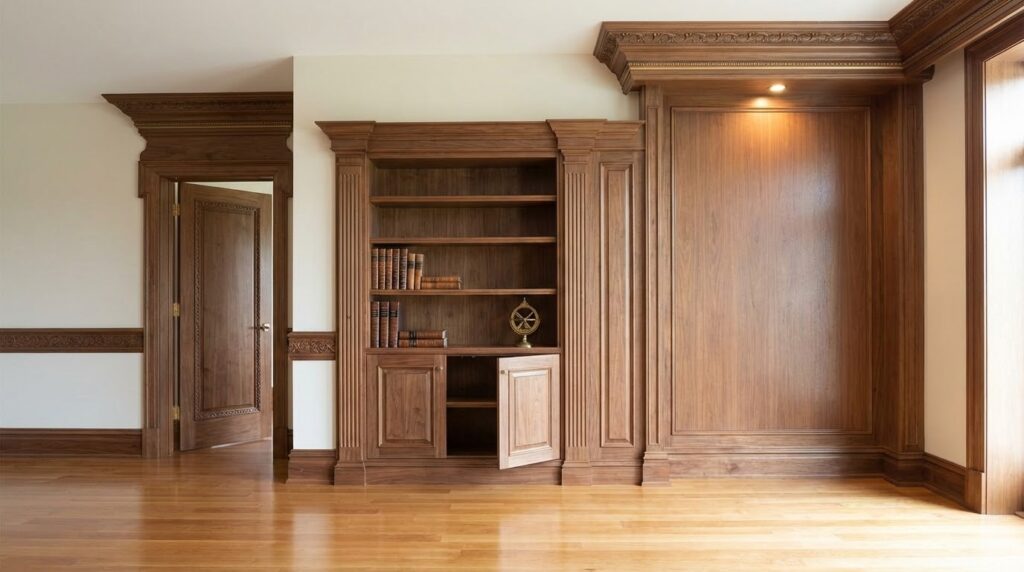 Luxury home interior with custom trim, molding, and millwork details.